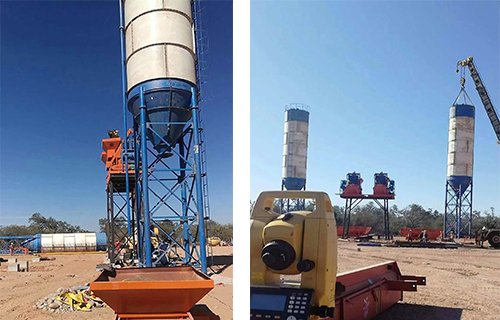 Planta mezcladora de concreto con doble mezclador de JS750 en Bolivia, Sudamerica2